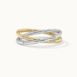 Two-Tone Interlocking Diamond Band, 14K Gold Vermeil, 1/4 ct Lab Grown Diamond-3