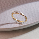 Two-Tone Interlocking Diamond Band, 14K Gold Vermeil, 1/4 ct Lab Grown Diamond-6