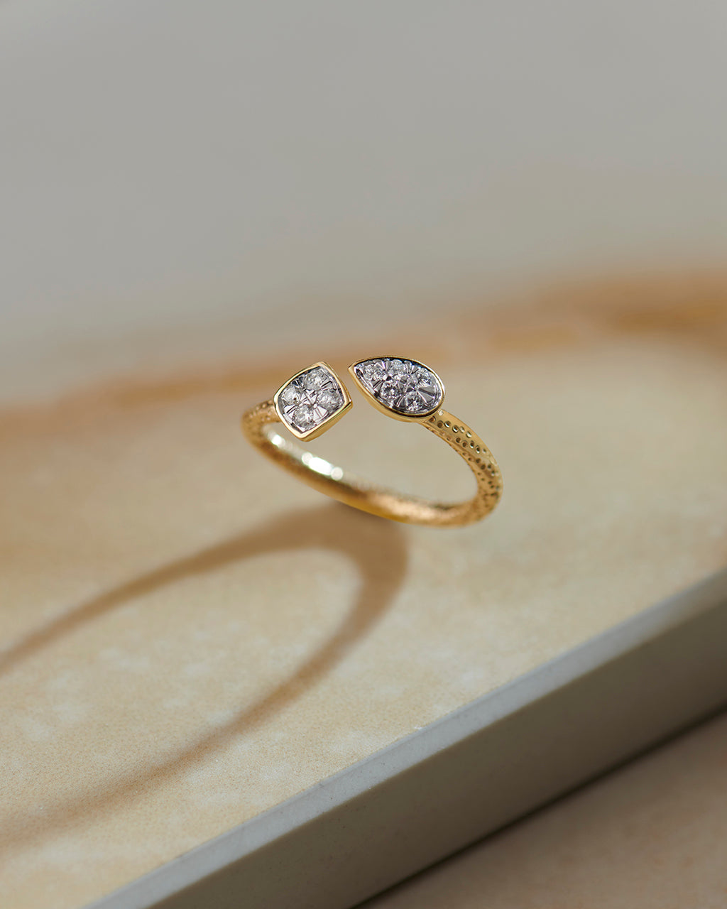 Textured Open Diamond Ring, 10K Solid Gold, 1/5 ct Lab Grown Diamond-7