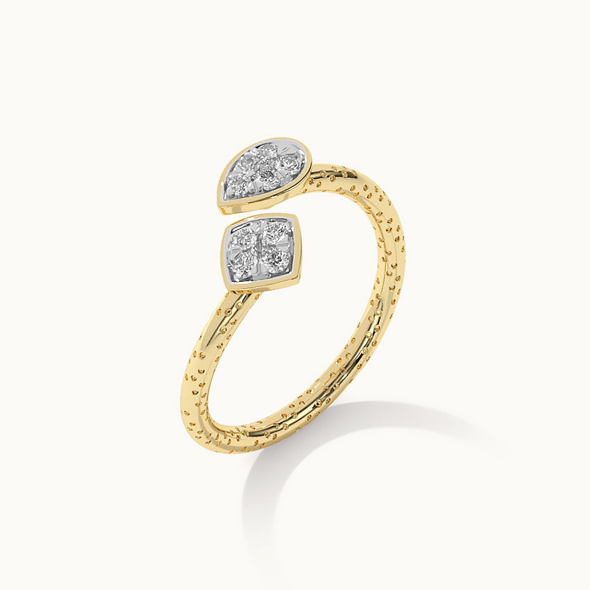 Textured Open Diamond Ring, 10K Solid Gold, 1/5 ct Lab Grown Diamond-8