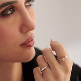 Textured Open Diamond Ring, 10K Solid Gold, 1/5 ct Lab Grown Diamond-3