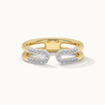 U-pin Diamond Open Band, 14K Solid Gold, 1/6 ct Lab Grown Diamond-3
