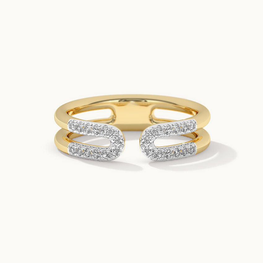 U-pin Diamond Open Band, 14K Solid Gold, 1/6 ct Lab Grown Diamond-3