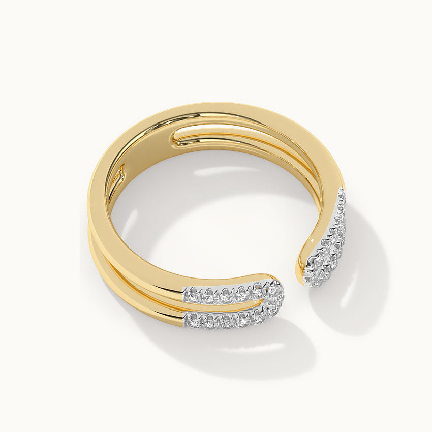 U-pin Diamond Open Band, 14K Solid Gold, 1/6 ct Lab Grown Diamond-6