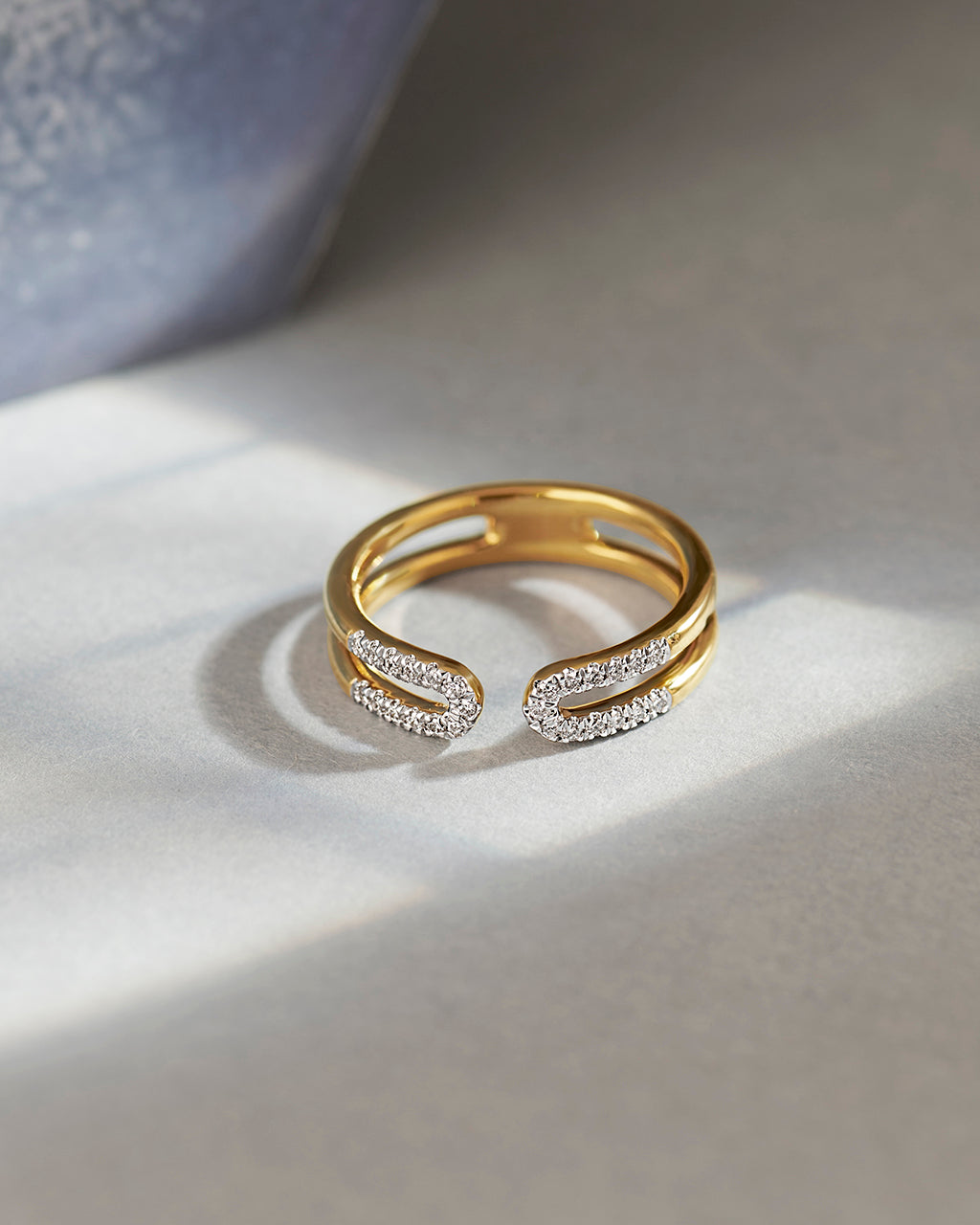 U-pin Diamond Open Band, 14K Solid Gold, 1/6 ct Lab Grown Diamond-4