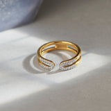U-pin Diamond Open Band, 14K Solid Gold, 1/6 ct Lab Grown Diamond-4