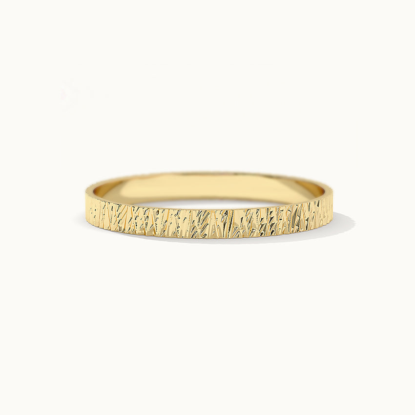 Textured Stackable Band, 10K Solid Gold-3