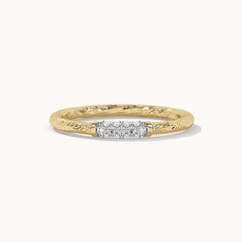 Textured Diamond Band, 10K Solid Gold, 1/10 ct Lab Grown Diamond-5