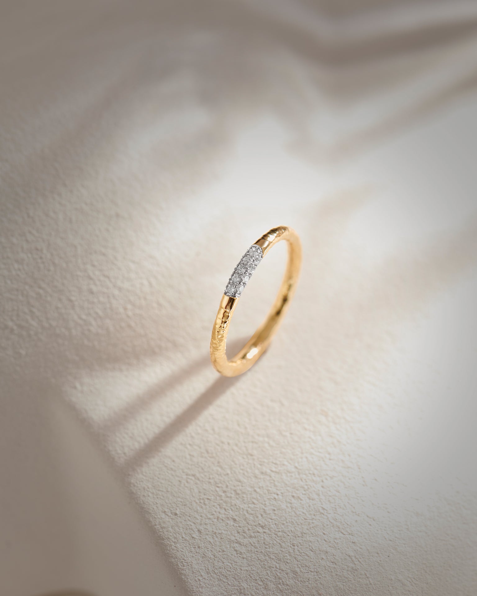 Textured Diamond Band, 10K Solid Gold, 1/10 ct Lab Grown Diamond-7