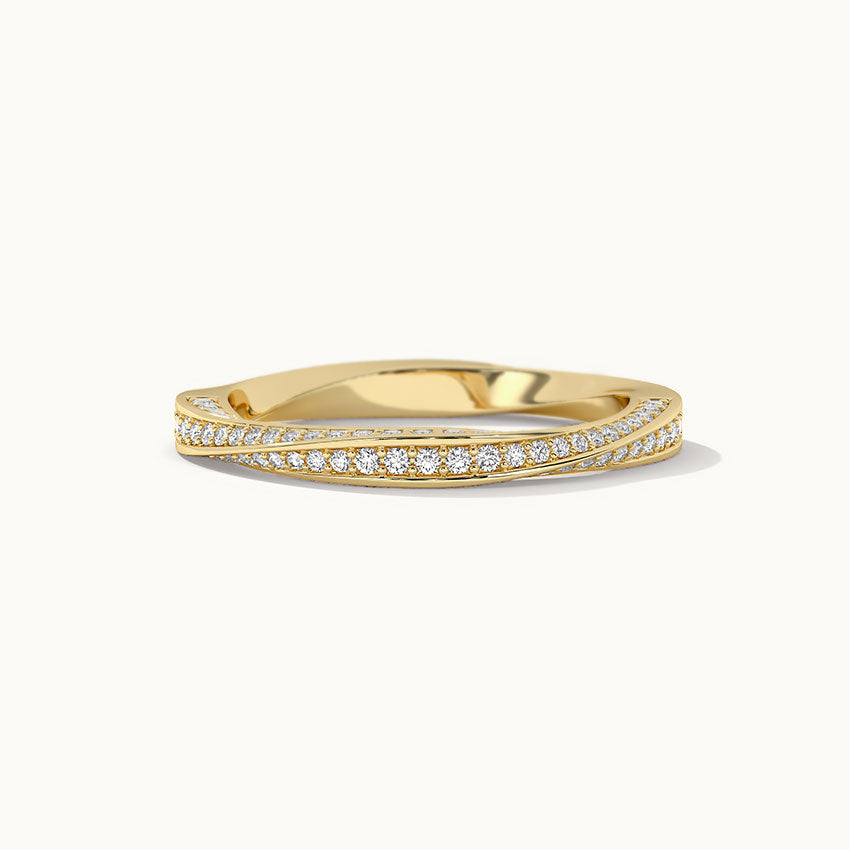 Twisted Stackable Diamond Band, 14K Solid Gold, 1/2 ct Lab Grown Diamond-3