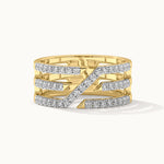 Triple Row Pave Diamond Band, 14K Gold Vermeil, 1/2 ct Lab Grown Diamond-3
