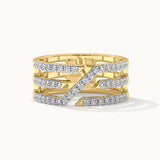 Triple Row Pave Diamond Band, 14K Gold Vermeil, 1/2 ct Lab Grown Diamond-3