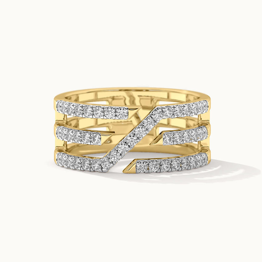 Triple Row Pave Diamond Band, 14K Solid Gold, 1/2 ct Lab Grown Diamond-3