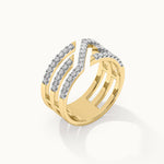 Triple Row Pave Diamond Band, 14K Gold Vermeil, 1/2 ct Lab Grown Diamond-5