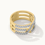 Triple Row Pave Diamond Band, 14K Gold Vermeil, 1/2 ct Lab Grown Diamond-6