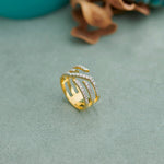 Triple Row Pave Diamond Band, 14K Gold Vermeil, 1/2 ct Lab Grown Diamond-1
