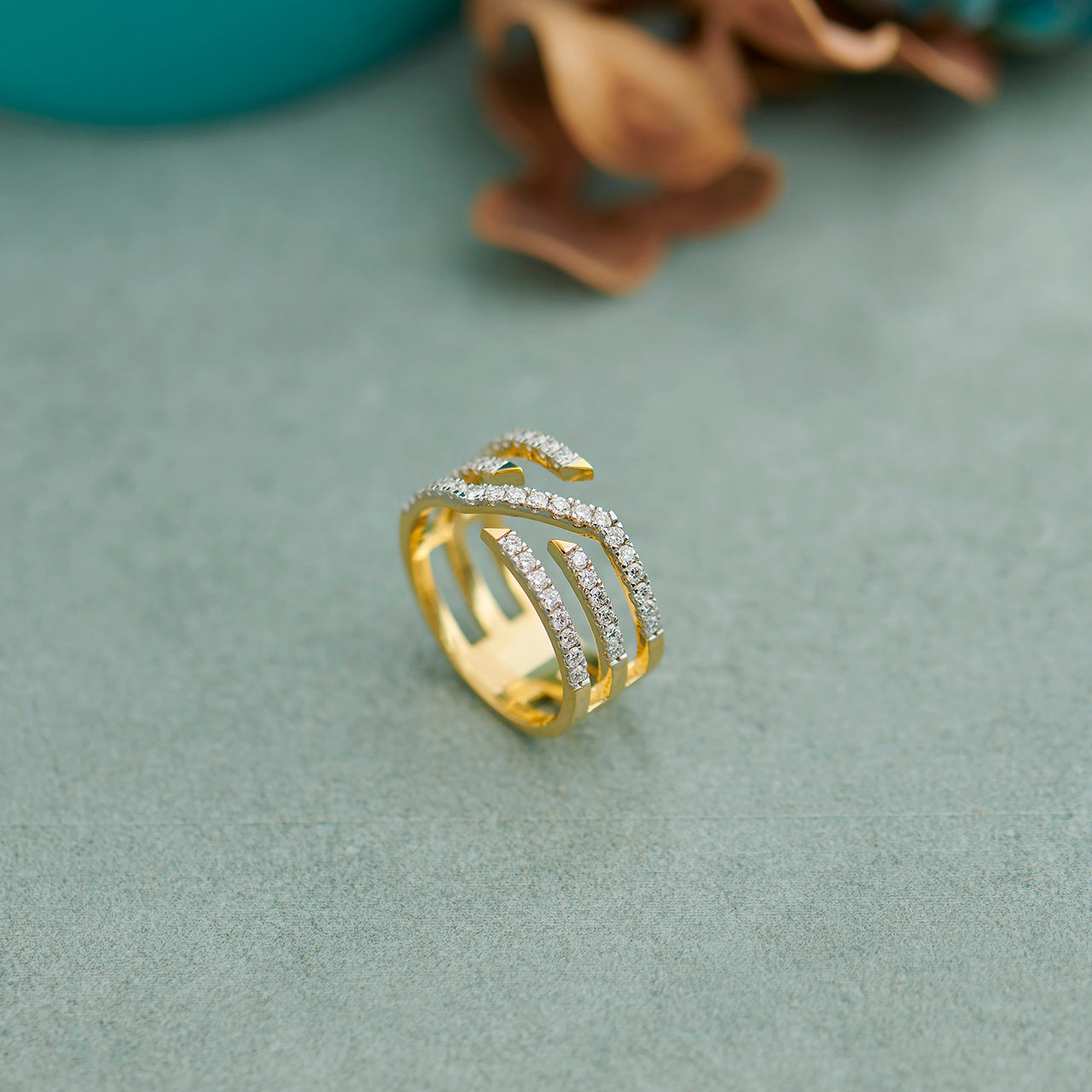 Triple Row Pave Diamond Band, 14K Gold Vermeil, 1/2 ct Lab Grown Diamond-1