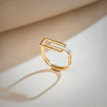 Square White Cera Band, 14K Gold Vermeil-1