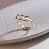 Square White Cera Band, 14K Gold Vermeil-5