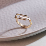 Square White Cera Band, 14K Solid Gold-5