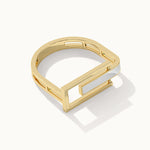 Square White Cera Band, 14K Solid Gold-6