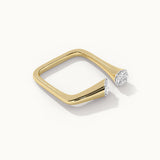 Square Front Open Band, 14K Gold Vermeil, 1/3 ct Lab Grown Diamond-6