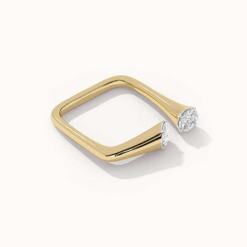 Square Front Open Band, 14K Gold Vermeil, 1/3 ct Lab Grown Diamond-6