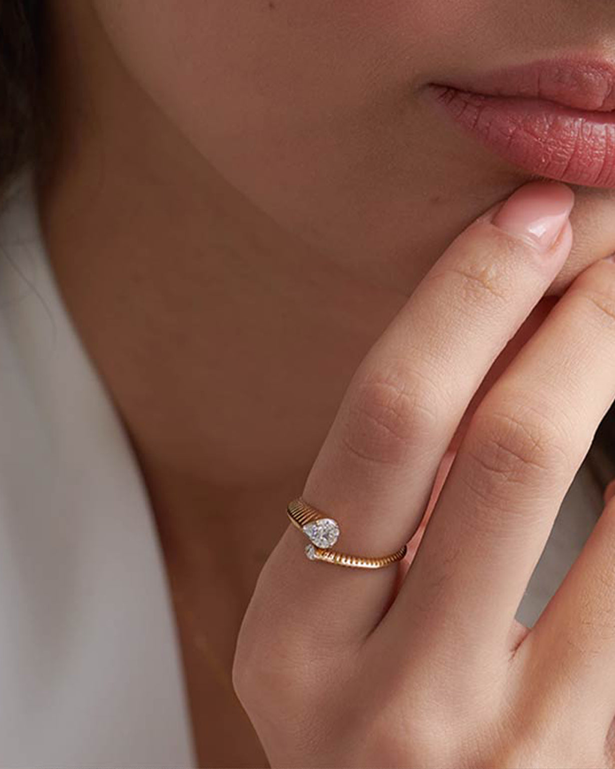 Coiled Diamond Band, 14K Gold Vermeil, 1/4 ct Lab Grown Diamond-4
