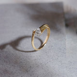 Coiled Diamond Band, 14K Solid Gold, 1/4 ct Lab Grown Diamond-1