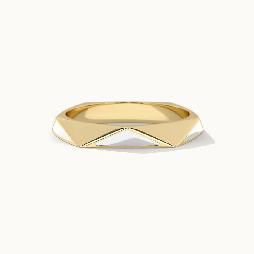 Pyramid Cera Band, 14K Solid Gold-3