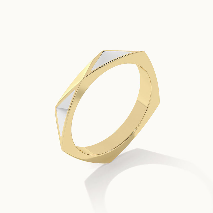 Pyramid Cera Band, 14K Solid Gold-7