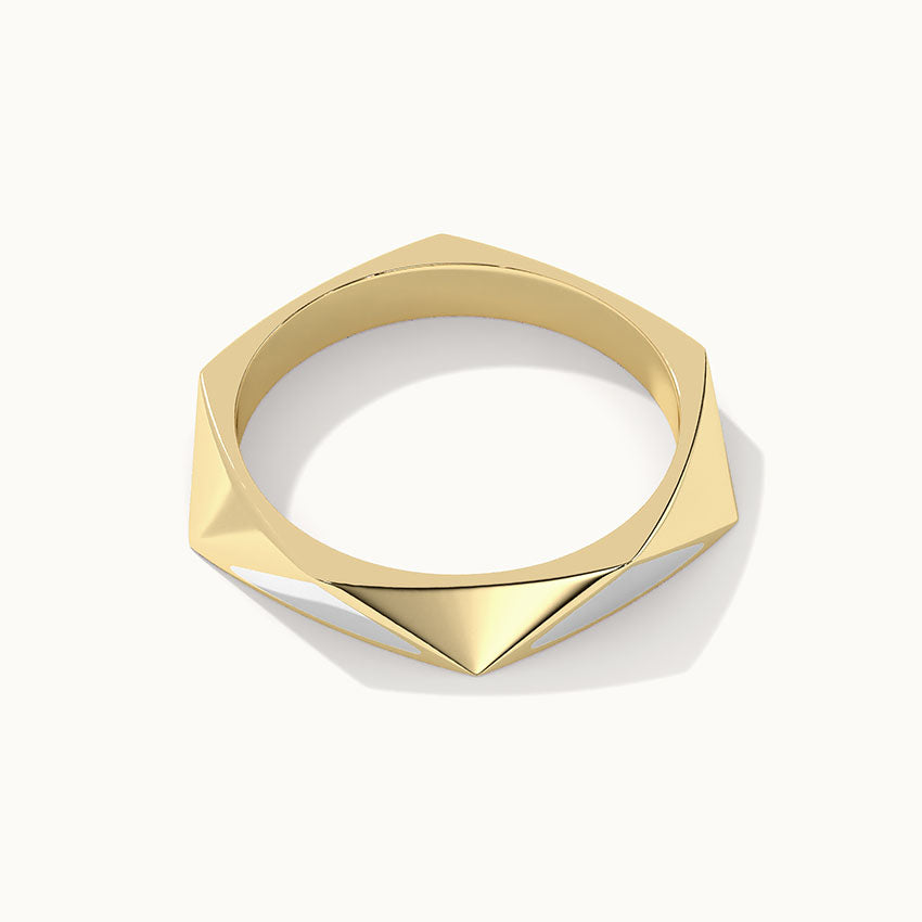Pyramid Cera Band, 14K Solid Gold-8
