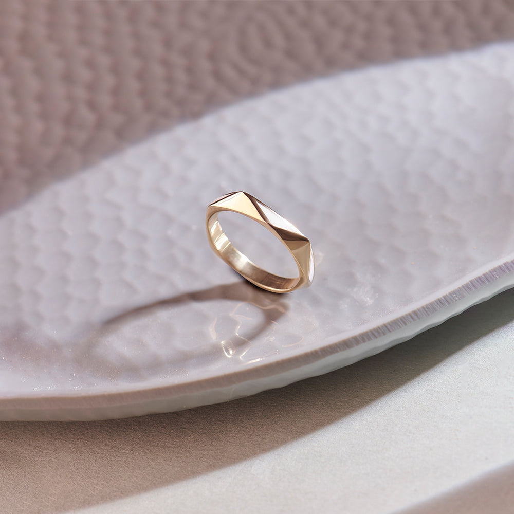 Pyramid Cera Band, 14K Gold Vermeil-1