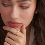 Square Green Cera Band, 14K Solid Gold-1