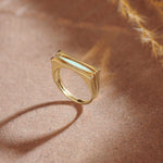 Square Green Cera Band, 14K Gold Vermeil-8