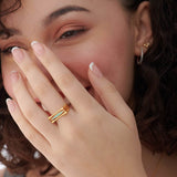 Square Green Cera Band, 14K Solid Gold-7
