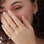 Square Green Cera Band, 14K Gold Vermeil-7