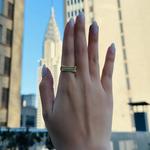 Square Green Cera Band, 14K Solid Gold-3