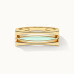 Square Green Cera Band, 14K Solid Gold-6