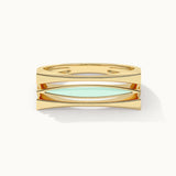 Square Green Cera Band, 14K Solid Gold-6