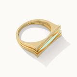 Square Green Cera Band, 14K Solid Gold-9