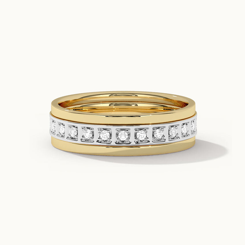 Trio Stackable Diamond Band, 14K Solid Gold, 1/4 ct Lab Grown Diamond-4
