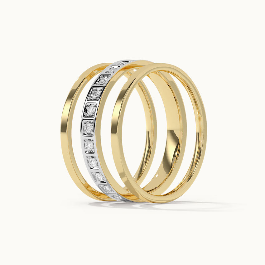 Trio Stackable Diamond Band, 14K Gold Vermeil, 1/4 ct Lab Grown Diamond-2