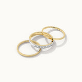 Trio Stackable Diamond Band, 14K Solid Gold, 1/4 ct Lab Grown Diamond-7