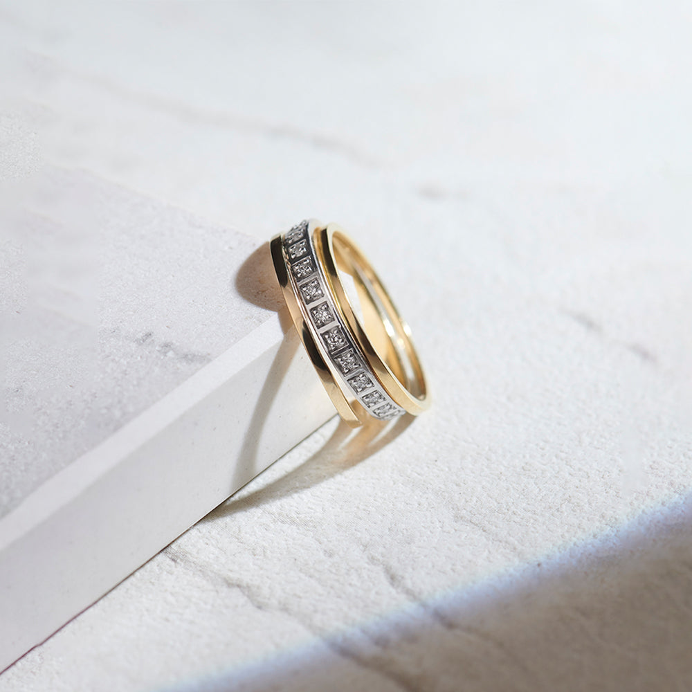 Trio Stackable Diamond Band, 14K Solid Gold, 1/4 ct Lab Grown Diamond-1