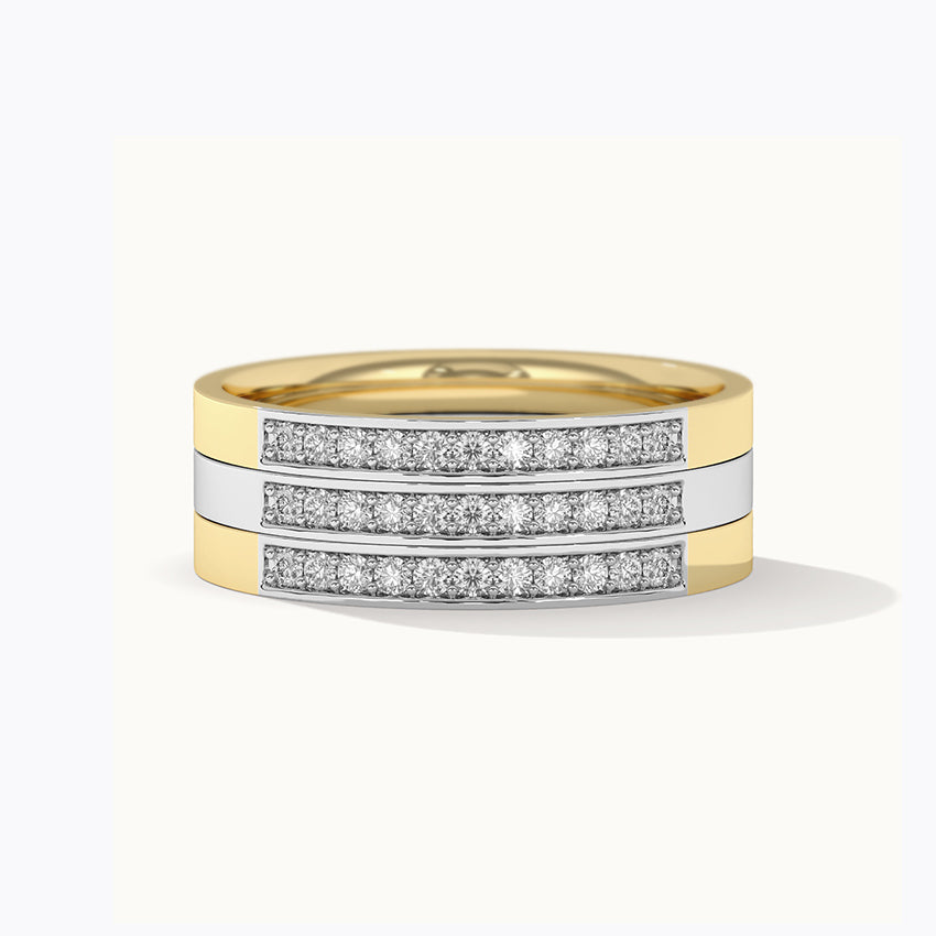 Three Stackable Diamond Band, 14K Solid Gold, 1/3 ct Lab Grown Diamond-3