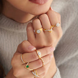 Lab Emerald V-Shaped Diamond Ring