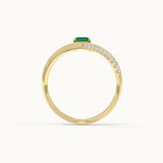 Lab Emerald V-Shaped Diamond Ring, 14K Gold Vermeil, 1/4 ct Lab Grown Diamond-6