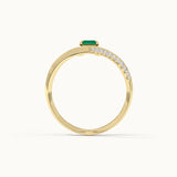 Lab Emerald V-Shaped Diamond Ring, 14K Gold Vermeil, 1/4 ct Lab Grown Diamond-6