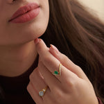 Lab Emerald V-Shaped Diamond Ring, 14K Gold Vermeil, 1/4 ct Lab Grown Diamond-5